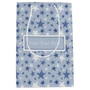 Cute Blue And White Winter Stars Medium Gift Bag