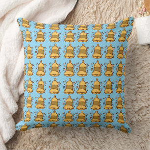 Cute Blue and Yellow Bell Throw Pillow - Christmas