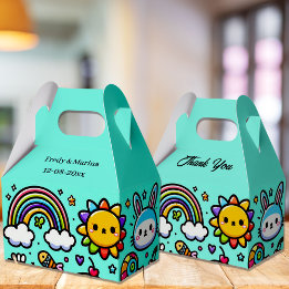 Cute Blue Animal Doodles Favor Box