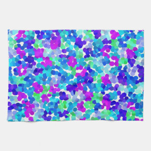 Cute blue aqua violet pinkies pattern kitchen towel