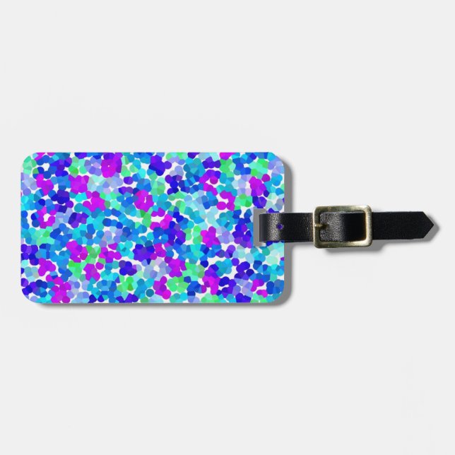 Cute blue aqua violet pinkies pattern luggage tag (Front Horizontal)