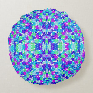 Cute blue aqua violet pinkies pattern round pillow