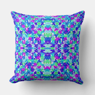 Cute blue aqua violet pinkies pattern throw pillow