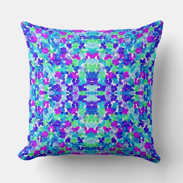 Cute blue aqua violet pinkies pattern throw pillow (Front)