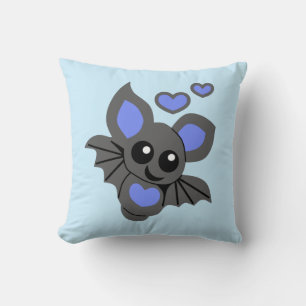 Cute Blue Baby Bat  Throw Pillow