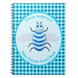 Cute Blue Baby Boy Bee Bee Custom Baby Shower Notebook