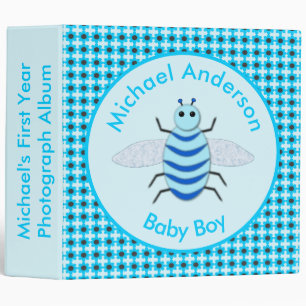 Cute Blue Baby Boy Bee Bee Custom Photograph Album Binder