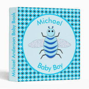 Cute Blue Baby Boy Bee Custom Baby Book Binder