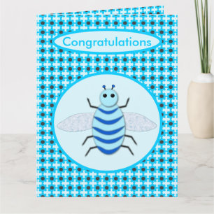 Cute Blue Baby Boy Bee Custom Big Card
