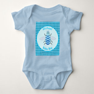 Cute Blue Baby Boy Bee Custom Bodysuit