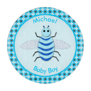 Cute Blue Baby Boy Bee Custom Cutting Board