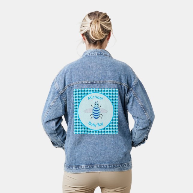 Cute Blue Baby Boy Bee Custom Denim Jacket (Model)