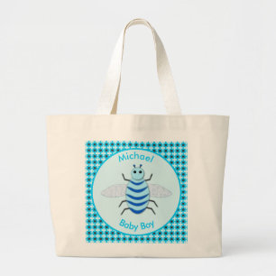 Cute Blue Baby Boy Bee Custom Large Tote Bag