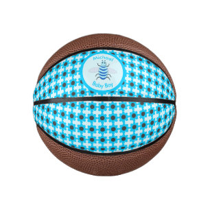 Cute Blue Baby Boy Bee Custom Mini Basketball