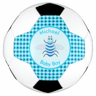 Cute Blue Baby Boy Bee Custom Soccer Ball