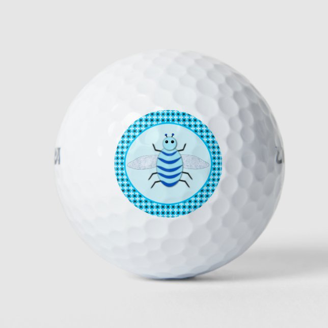 Cute Blue Baby Boy Bee Golf Balls (Front)