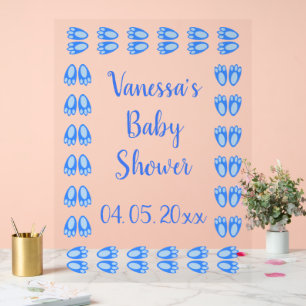 Cute Blue Baby Boy Bunny Feet Easter Baby Shower Acrylic Sign