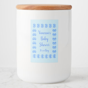 Cute Blue Baby Boy Bunny Feet Easter Baby Shower Food Label
