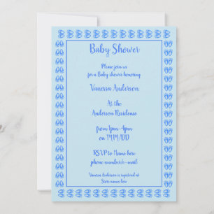 Cute Blue baby Boy Bunny Feet Easter Baby Shower Invitation