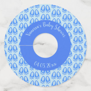 Cute Blue Baby Boy Bunny Feet Easter Baby Shower Wine Glass Tag