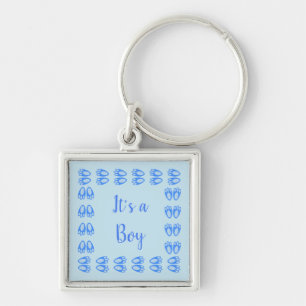 Cute Blue Baby Boy Bunny Feet Easter Custom Keychain