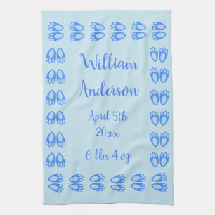 Cute Blue Baby Boy Bunny Feet Easter Custom Kitchen Towel