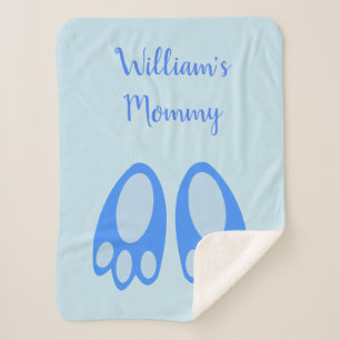 Cute Blue Baby Boy Bunny Feet Easter Custom Sherpa Blanket