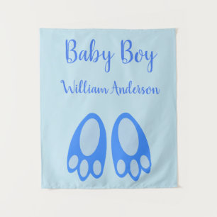 Cute Blue Baby Boy Bunny Feet Easter Custom Tapestry