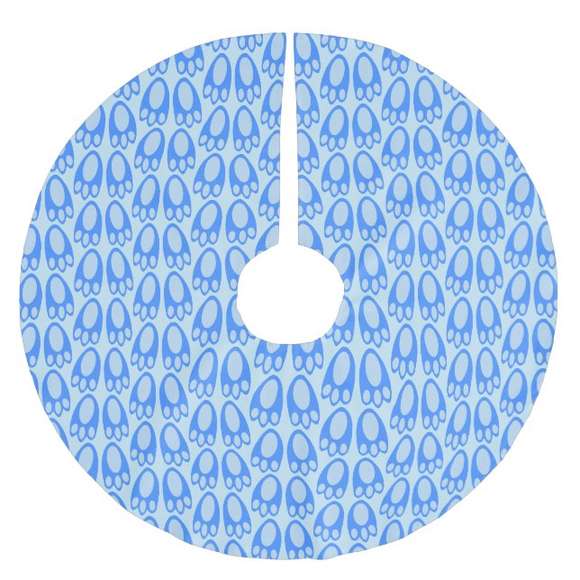 Cute Blue Baby Boy Bunny Feet Easter Patterned Brushed Polyester Tree Skirt (Front)