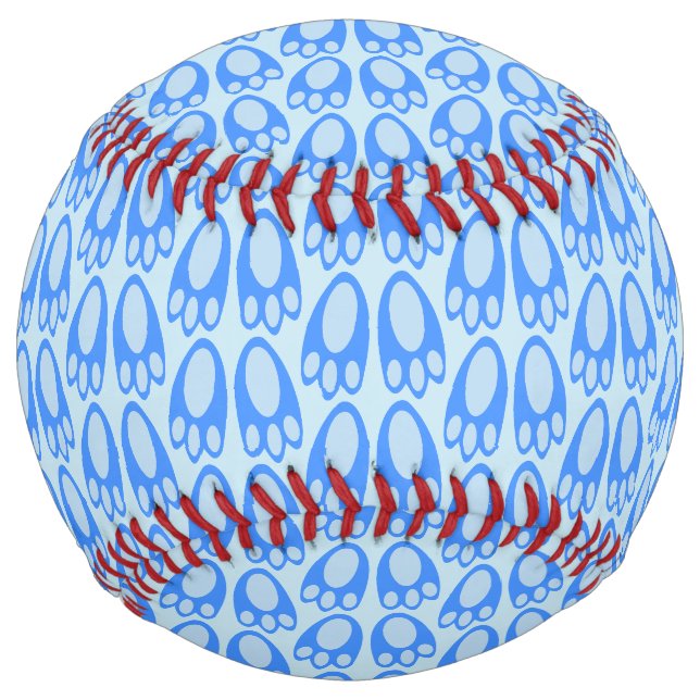 Cute Blue Baby Boy Bunny Feet Easter Patterned Softball (Front)