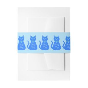 Cute Blue Baby Boy Cat Custom Baby Shower Invitation Belly Band