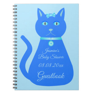Cute Blue Baby Boy Cat Custom Baby Shower Notebook