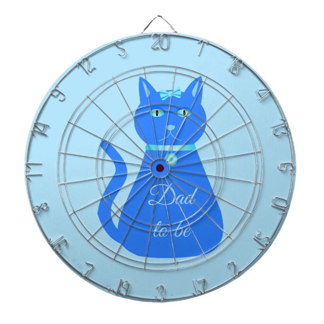 Cute Blue Baby Boy Cat Custom Dad to Be Dartboard (Front)