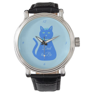 Cute Blue Baby Boy Cat Custom Dad to Be Watch