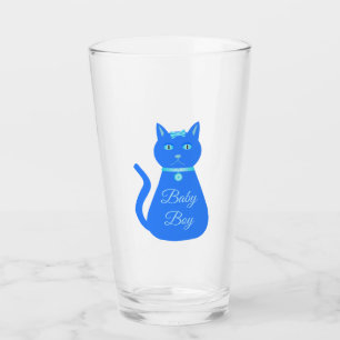Cute Blue Baby Boy Cat Custom Glass
