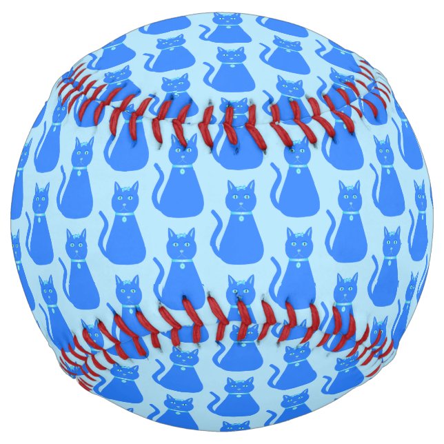 Cute Blue Baby Boy Cat Patterned Softball (Front)