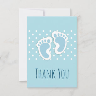 Cute Blue Baby Boy Feet Thank You Card