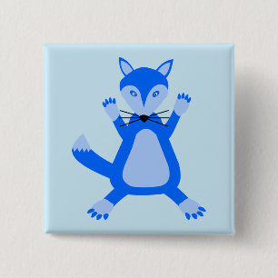 Cute Blue Baby Boy Fox 2 Inch Square Button