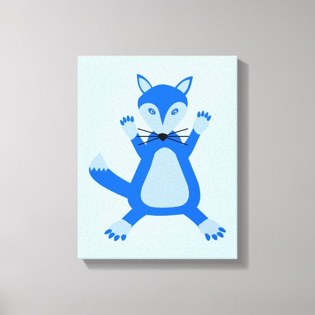 Cute Blue Baby Boy Fox Canvas Print (Front)