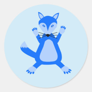 Cute Blue Baby Boy Fox Classic Round Sticker