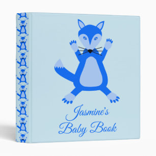 Cute Blue Baby Boy Fox Custom Baby Book Binder