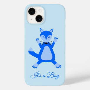 Cute Blue Baby Boy Fox Custom Gender Reveal Case-Mate iPhone 14 Case