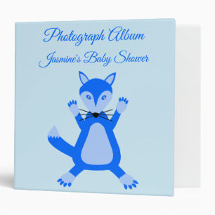 Cute Blue Baby Boy Fox Custom Photo Album Binder