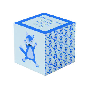 Cute Blue Baby Boy Fox Custom Photo upload Cube