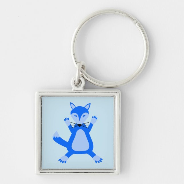 Cute Blue Baby Boy Fox Keychain (Front)