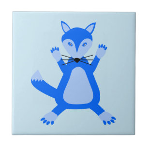 Cute Blue Baby Boy Fox Tile
