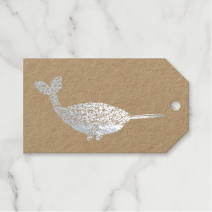 Cute Blue Baby Boy Narwhal Baby Shower Custom Gift Tags