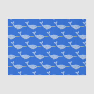 Cute Blue Baby Boy Narwhal Baby Shower Patterned Tissue Paper