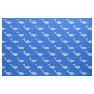 Cute Blue Baby Boy Narwhal Patterned Fabric