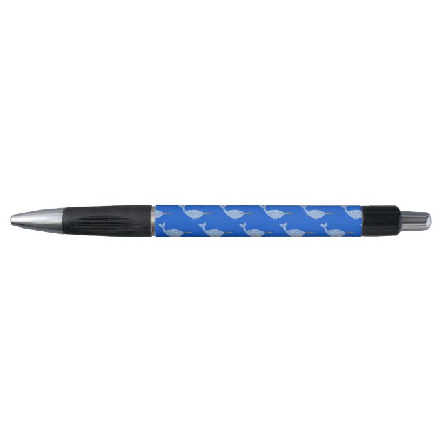 Cute Blue Baby Boy Narwhal Patterned Pen (Front)